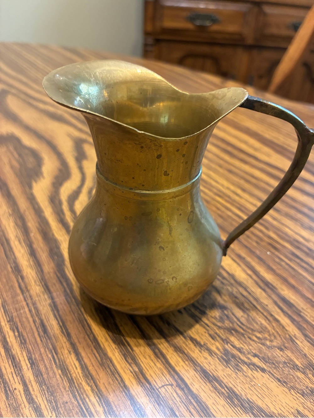 Vintage Beautiful Small Solid Brass Pitcher 4 inches Tall.